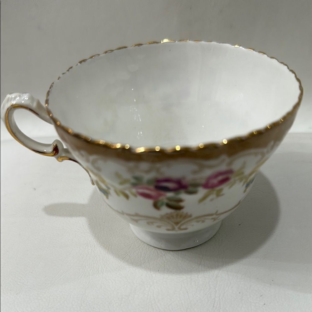 Langton England Elegant White Gold Pink 7 In Saucer 8 Oz Tea Cup 1793 Porcelain - Picture 5 of 12